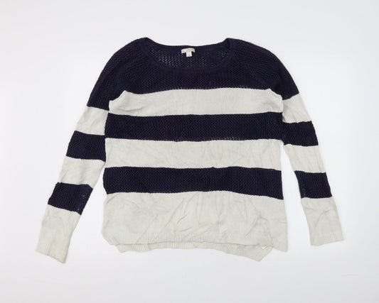 Gap Womens White Striped Pullover Jumper Size M