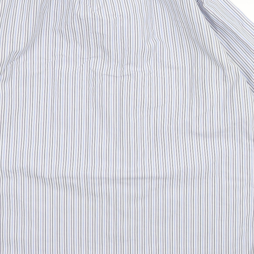 Mens UK Size 17 Kirkland Blue Button-Up Long Sleeve Casual Shirt