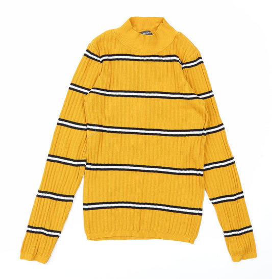 Primark Womens Yellow Striped Knit Pullover Jumper Size S