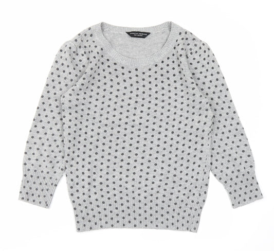 Dorothy Perkins Womens Grey Polka Dot Pullover Jumper Size 8