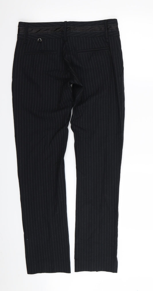 Preworn Womens Black Striped Trousers Size 30 in L31 in