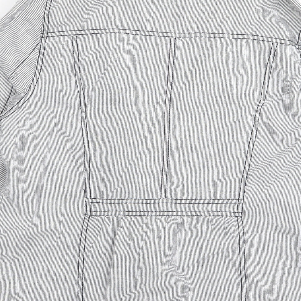 M&Co Womens Grey Striped Jacket Blazer Size 14