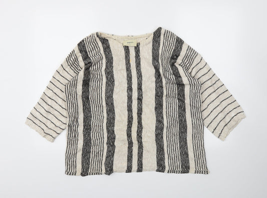 Additional front view of Papaya women’s beige striped jumper, size L