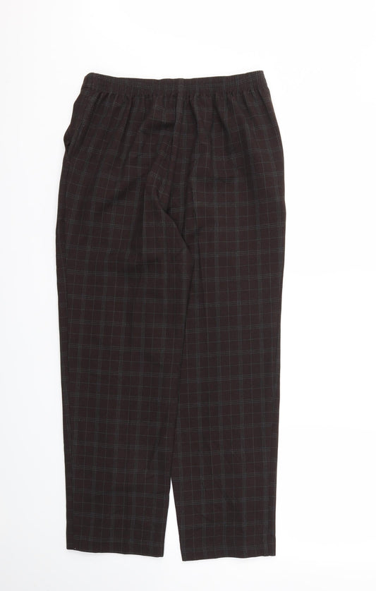 M&S Womens Brown Check Trousers Size 10 L26 in - Stretch waistband