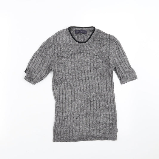 Marks and Spencer Womens Grey Striped Pullover Jumper Size 8 - stretch fabric