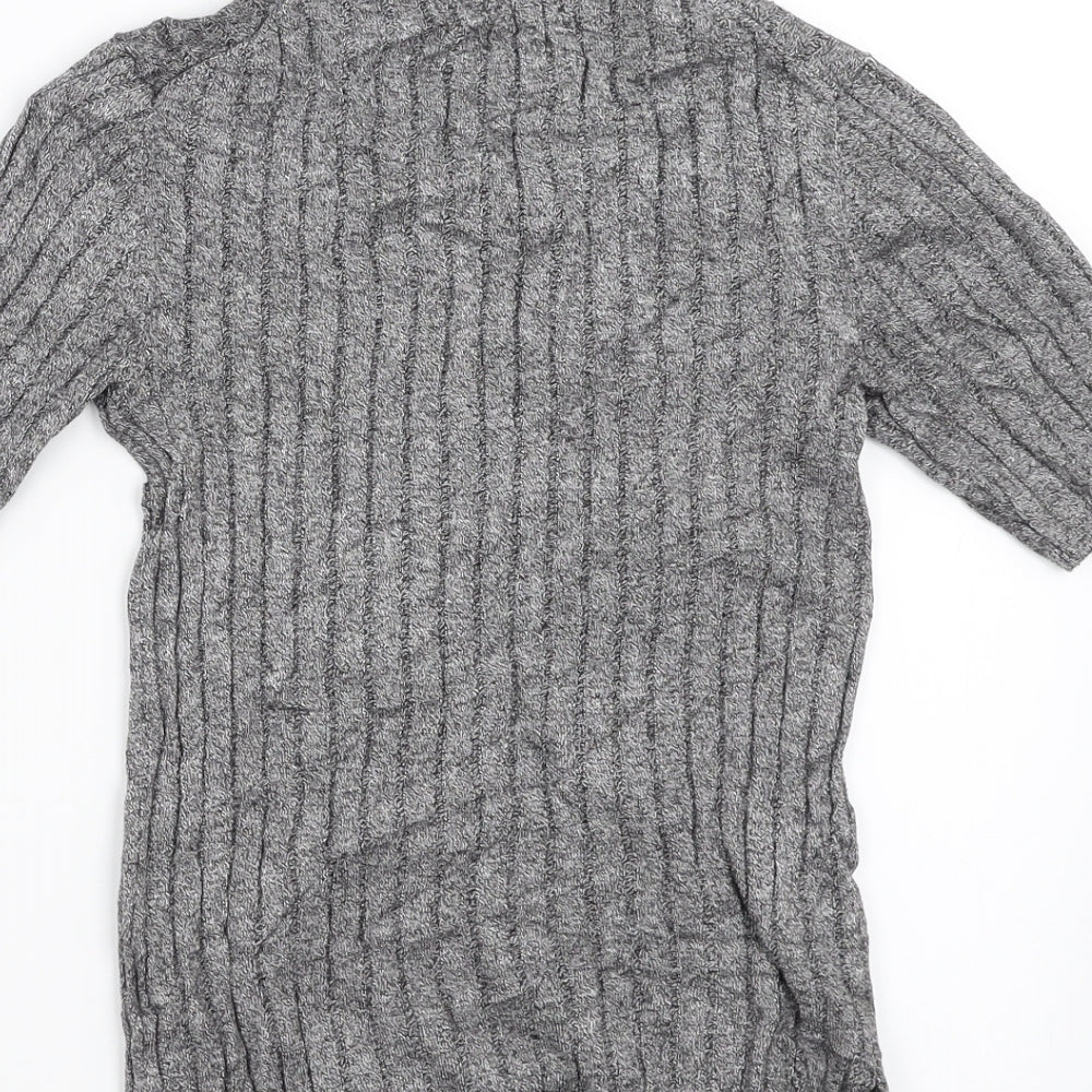 Marks and Spencer Womens Grey Striped Pullover Jumper Size 8 - stretch fabric