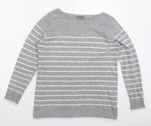 First Avenue Womens Grey Striped Knit Pullover Jumper Size S