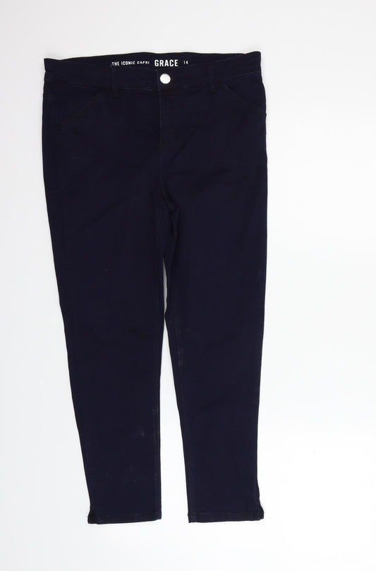 Womens UK Size 14 Oasis Regular Fit Blue Trousers