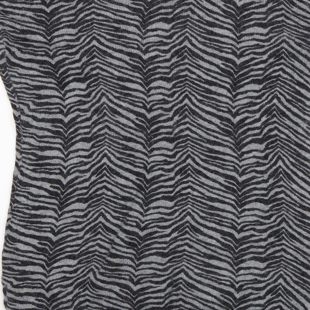 inItial Womens Grey Animal Print Cardigan Jumper Size M