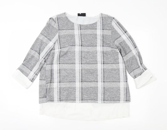 Wallis Womens Grey Check Pullover Jumper Size 10