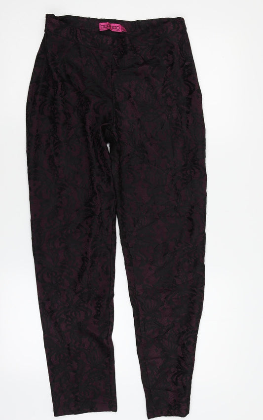 Womens UK Size 10 Boohoo Regular Fit Purple Trousers