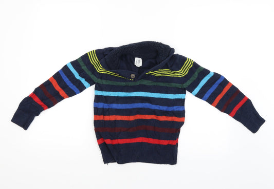 Gap Womens Blue Striped Pullover Jumper Size M
