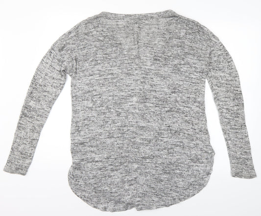 Preworn Womens Grey Striped Cardigan Jumper Size M
