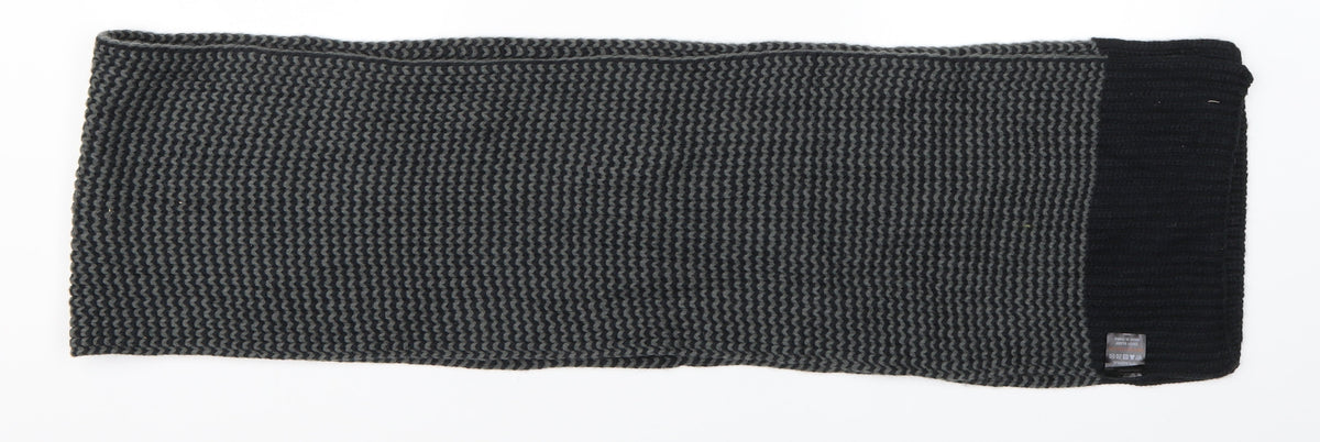 Front view of ziggy scarf unisex grey herringbone scarf