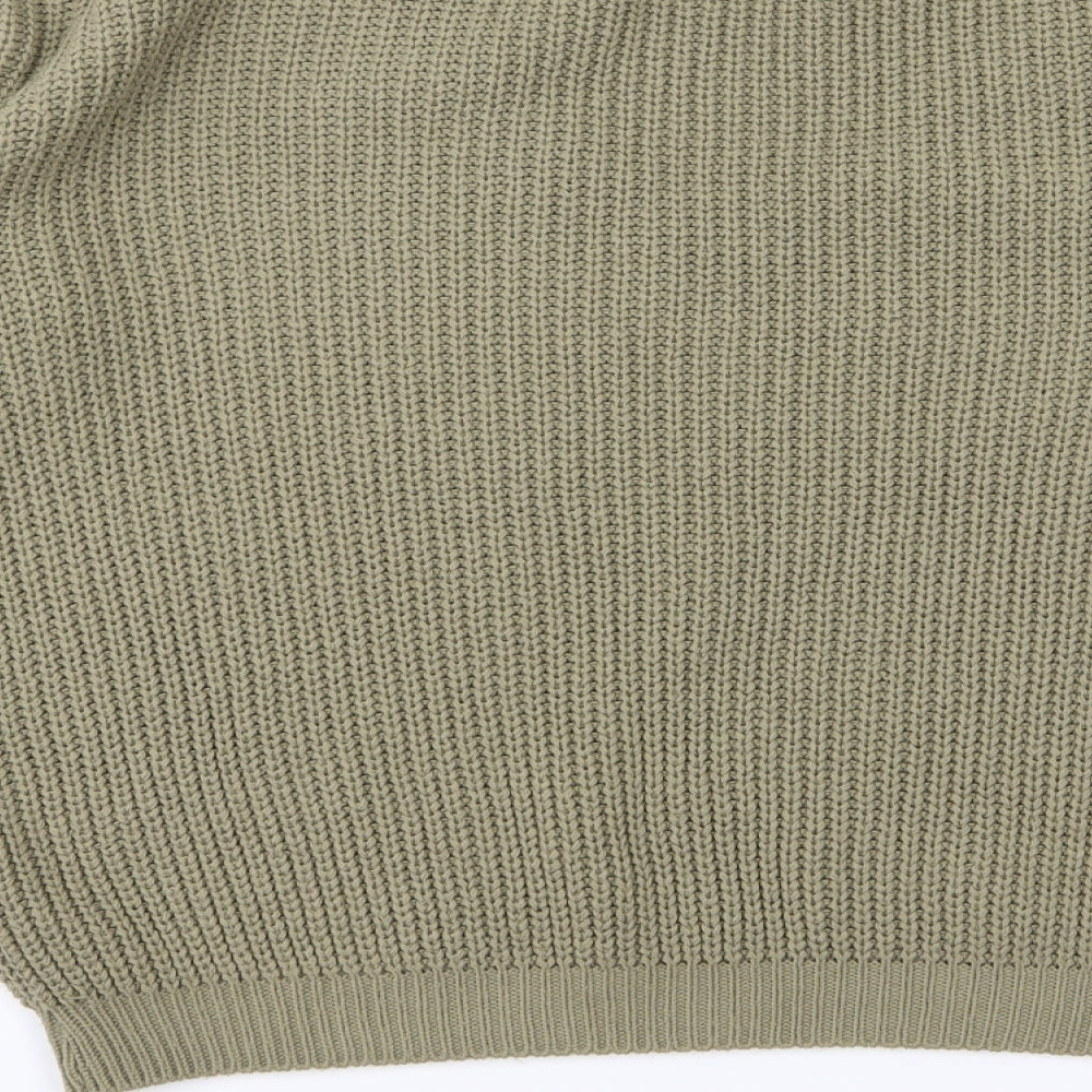Brand and care label for Missguided women’s green jumper, size S
