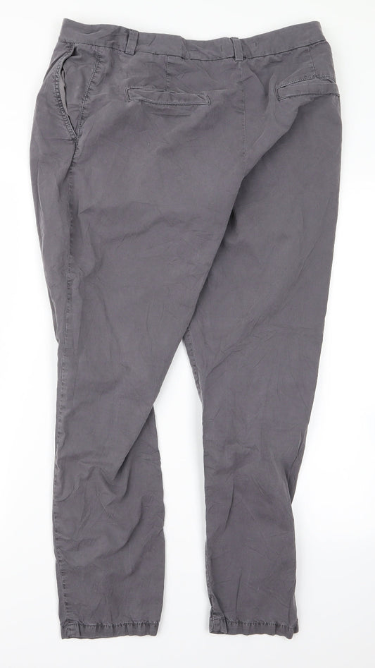 m&s Womens Grey Geometric Trousers Size 14 L20 in