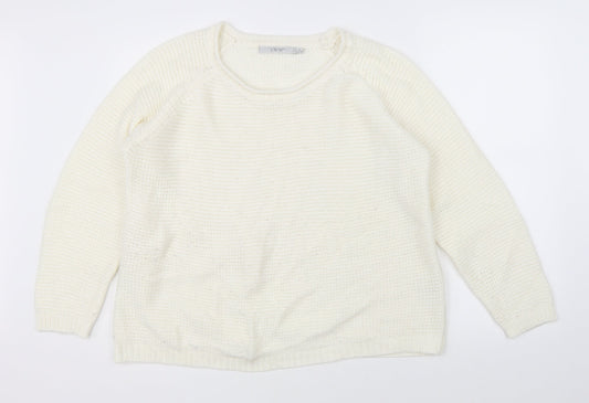 EWM Womens White Pullover Jumper Size L