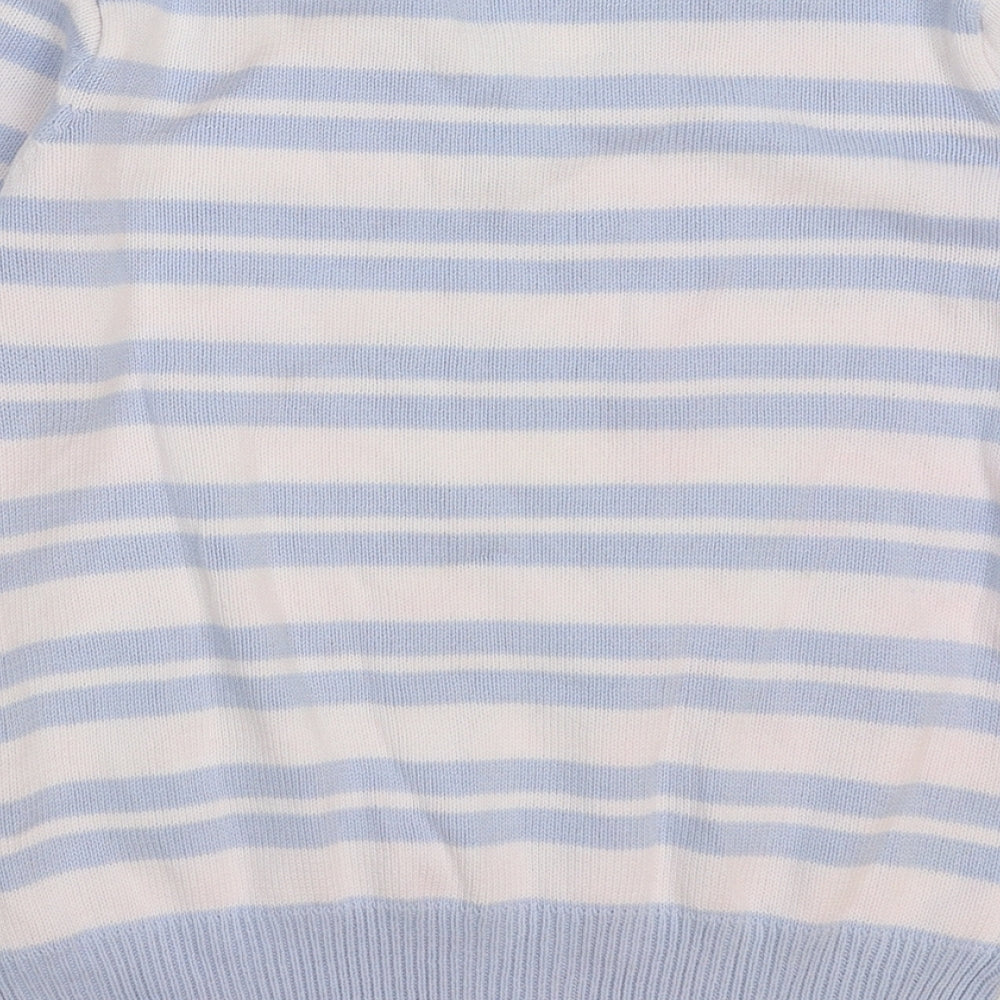 Brand and care label for C&A women’s multicoloured striped knit jumper, size L