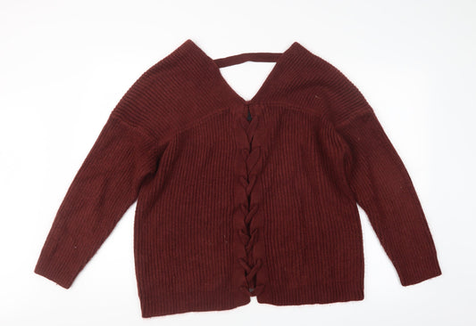 Womens UK Size M New Look Red Pullover Jumper