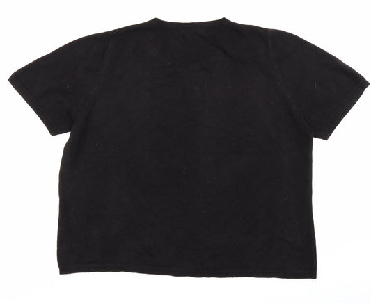 Womens UK Size 18 Classic Black Basic T-Shirt