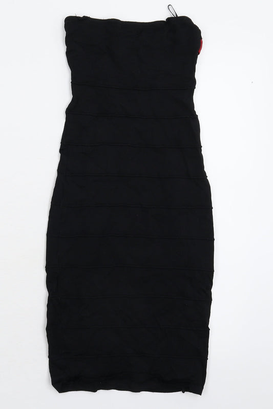 H&M Womens Black Striped Bodycon Size XS