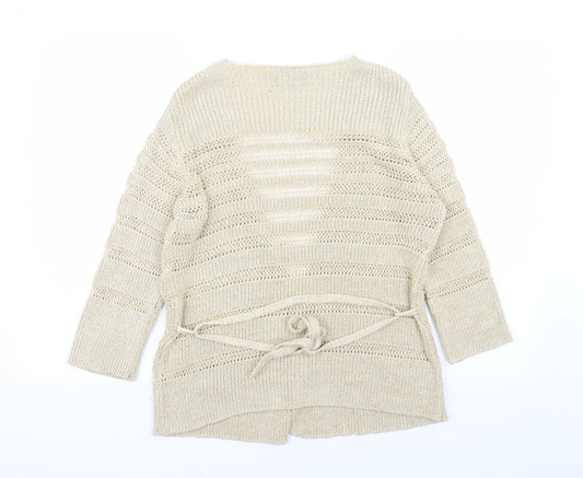 Asda George Womens Gold Striped  Cardigan Jumper Size 10