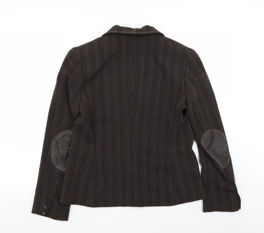 Debenhams Womens Brown Striped  Jacket Blazer Size 16