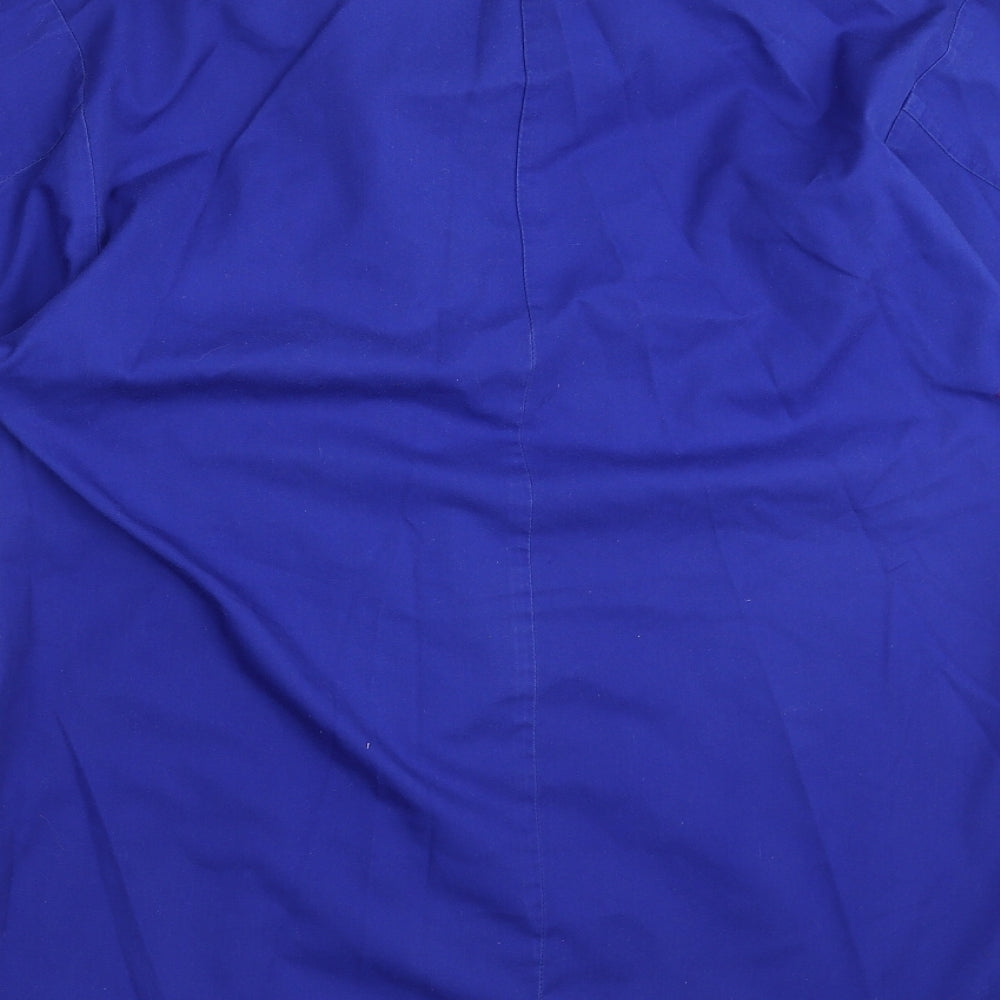 Mens UK Size L Brigade Blue Button-Up Short Sleeve Casual Shirt