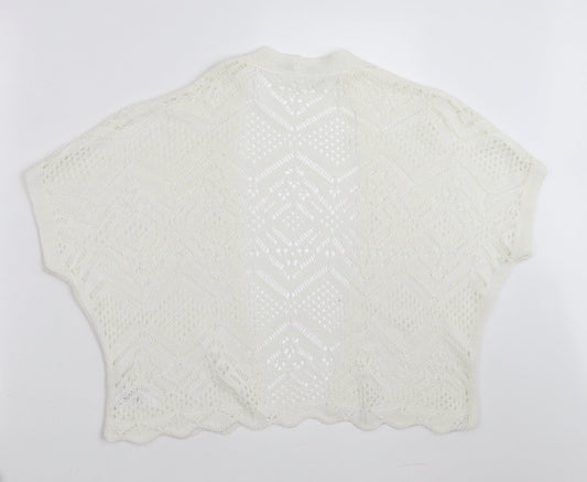 George Womens White Geometric Shrug Jumper Size S