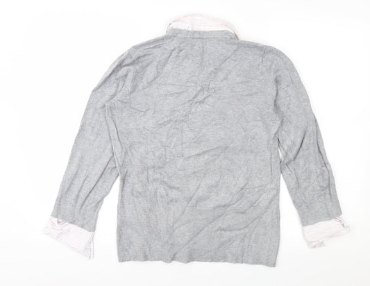 Linea Womens Grey Striped Pullover Jumper Size M