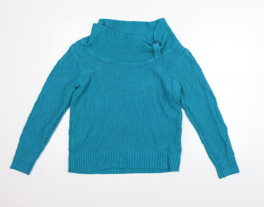 Womens UK Size S Preworn Blue Pullover Jumper