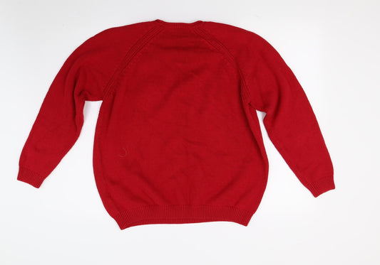 Womens UK Size M isle Red Pullover Jumper
