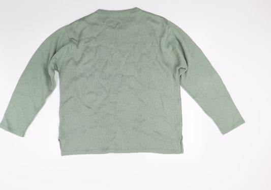 Klassique Womens Green Floral Knit Pullover Jumper Size L