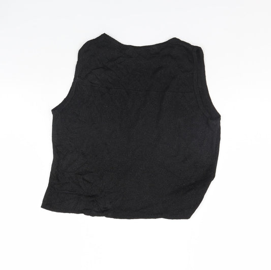 Lakeland Womens Black Cropped Blouse Size 14