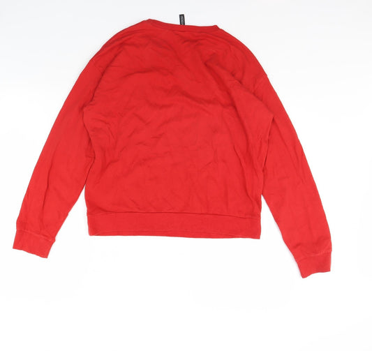 Womens UK Size S Divided Red Pullover Jumper