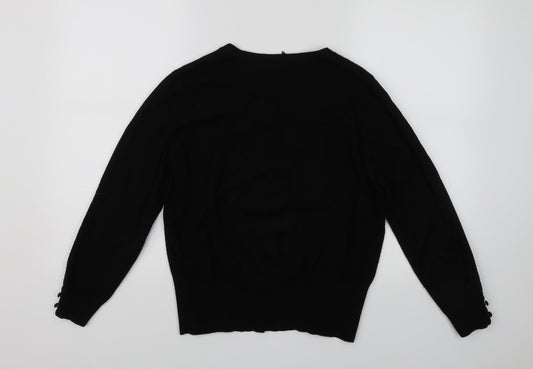 Womens UK Size M TEXT Black Cardigan Jumper