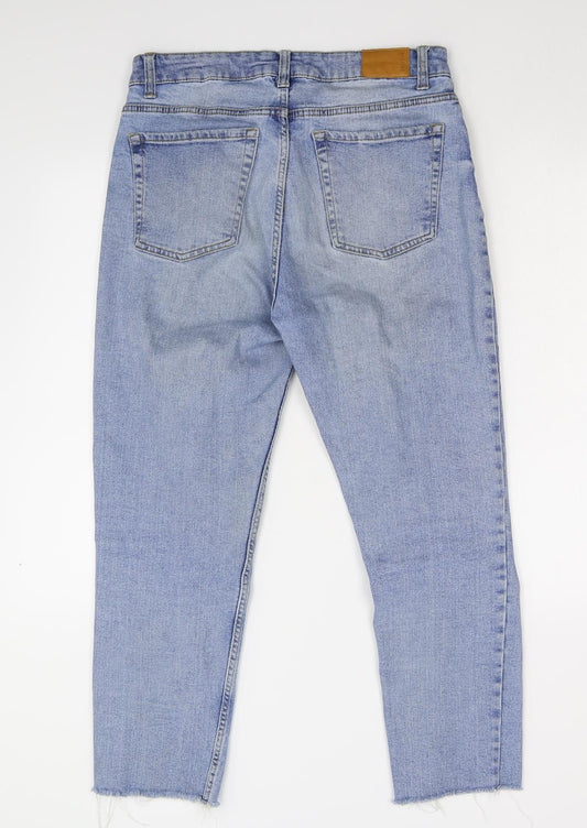 Bershka Womens Blue Denim Cropped Jeans Size 40 L25 in