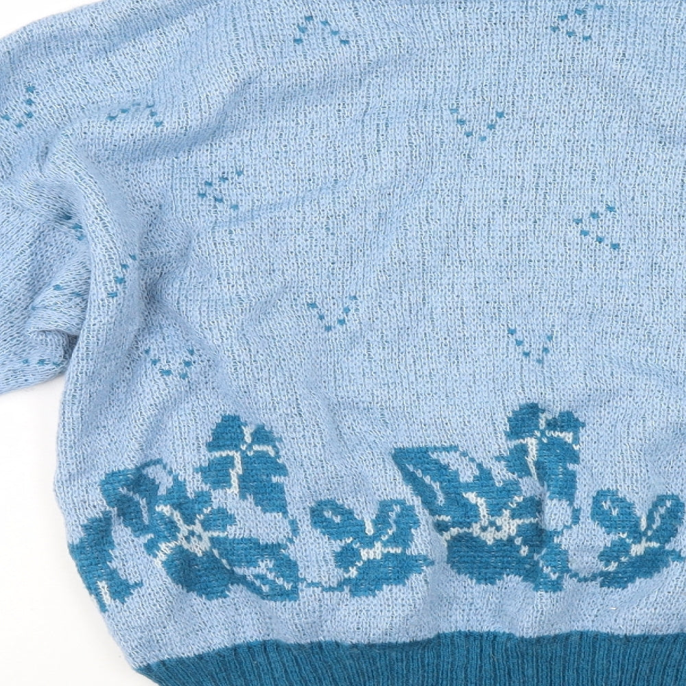 Womens UK Size Preworn Blue Henley Jumper