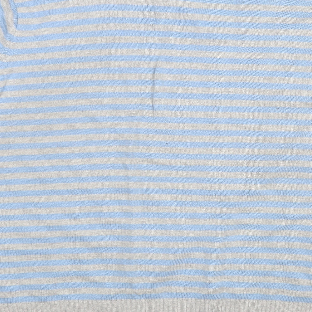 New Look Mens Blue Striped Pullover Jumper Size XL