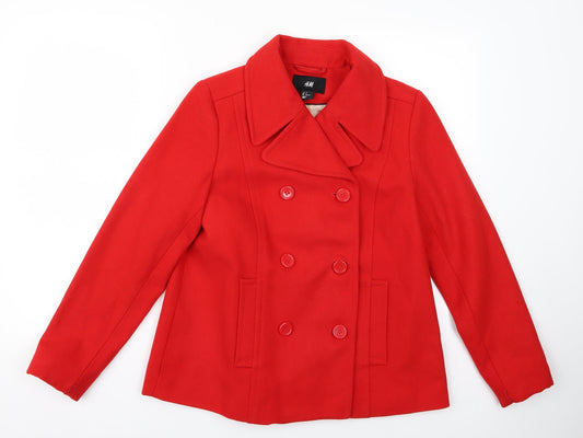 Womens UK Size 6 H&M Red Overcoat