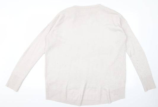 Primark Womens White Pullover Jumper Size M