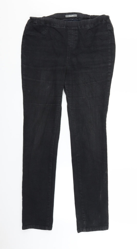 Womens UK Size 12 South Regular Fit Straight Black Jeans