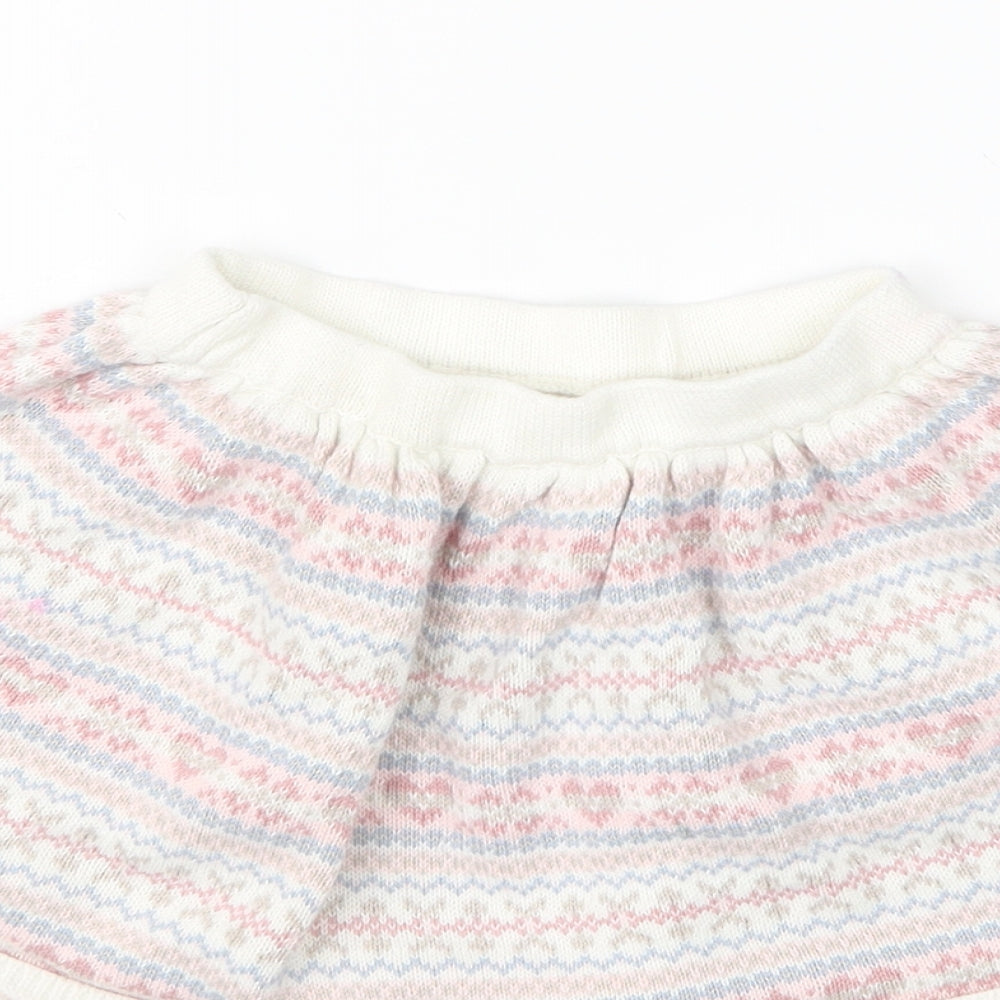 Preworn Girls Pink Geometric Knit A-Line Skirt Size 3-4 Years