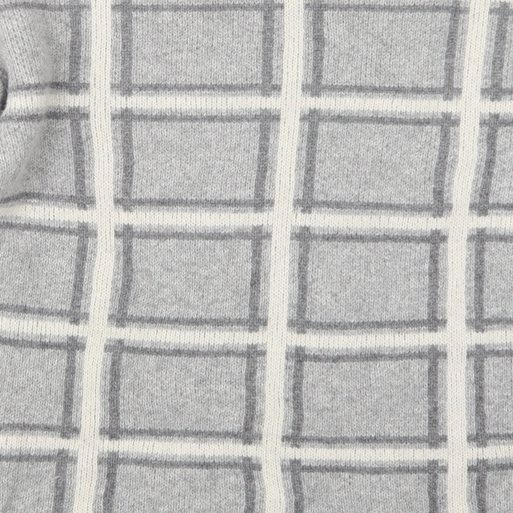 COSTWOLD COLLECTIONS Womens Grey Check Knit Pullover Jumper Size XL