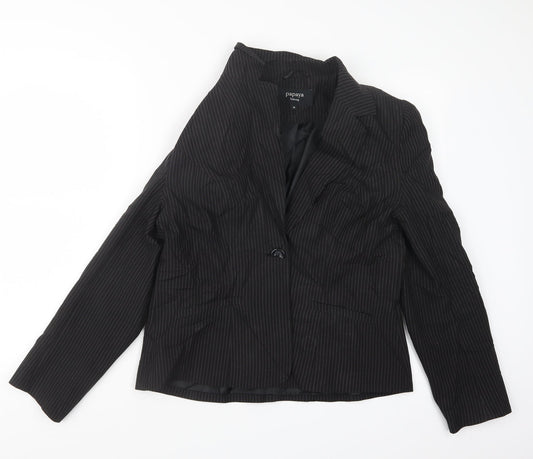 Papaya Womens Black Striped Jacket Blazer Size 16
