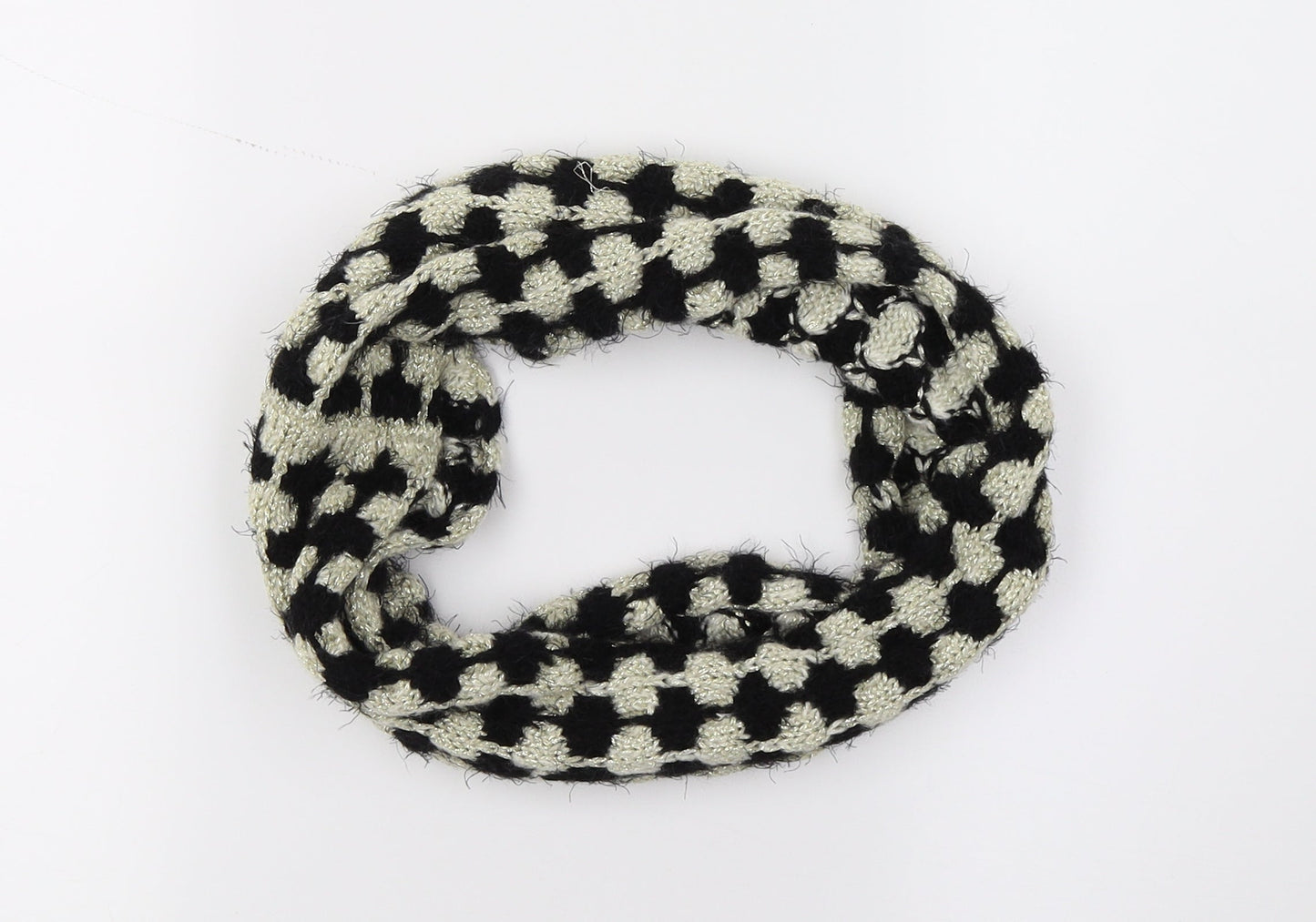 Preworn Womens Black Check Knit Scarf