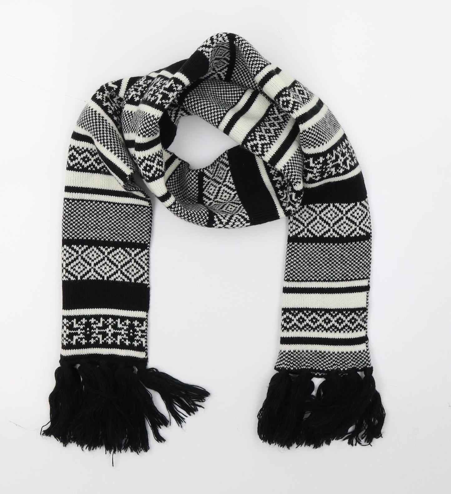 Preworn Womens Black Fair Isle Scarf