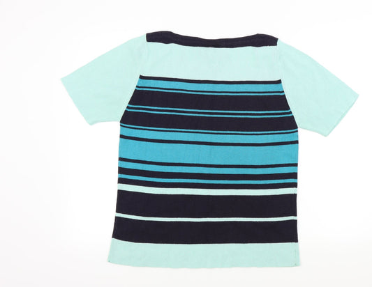 Ann Harvey Womens Blue Striped Pullover Jumper Size 16