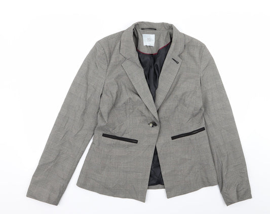 Tu Womens Grey Check Jacket Blazer Size 12