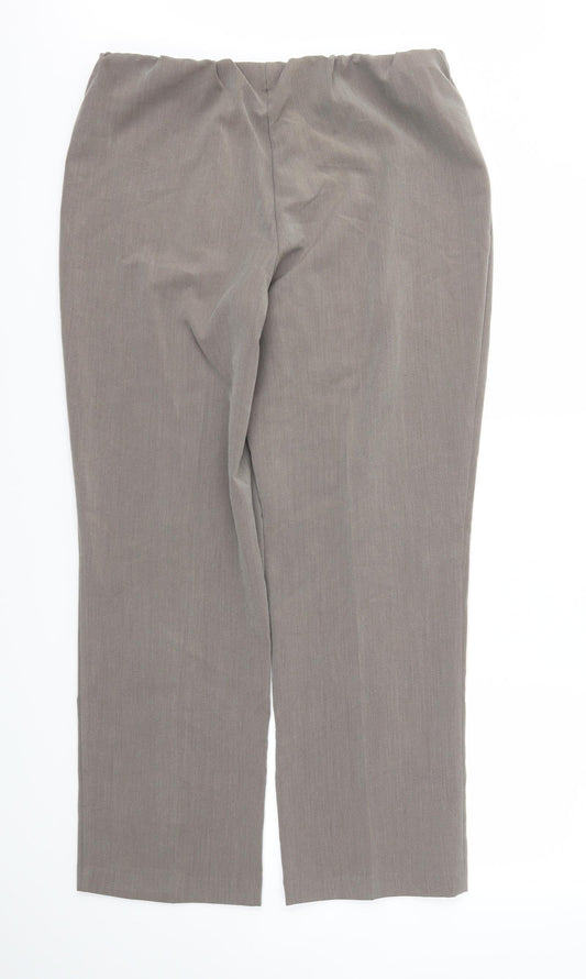 Classic Womens Brown Trousers Size 16 L29 in - Stretch waistband